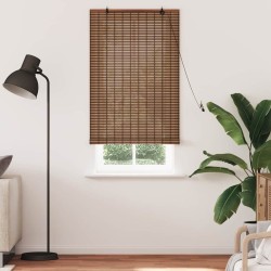 Store de Fenêtre avec des rideaux Marron 90 x 220 cm Bambou 