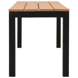Banc de jardin 110 cm acier et WPC marron et noir 