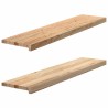 Marches d'escalier 2 pcs non traité bois de chêne massif 