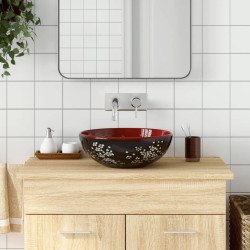 Vasque à poser noir et rouge rond Φ41x14 cm céramique 