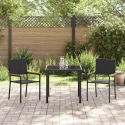 Chaises de jardin empilables - Lot de 2 en poly rotin noir 