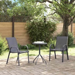 Ensemble Bistro de Jardin 3 Pièces Anthracite Textilène et Acier 