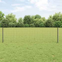 Clôture Euro avec 11 poteaux U Grise 0,6x25 m Acier 