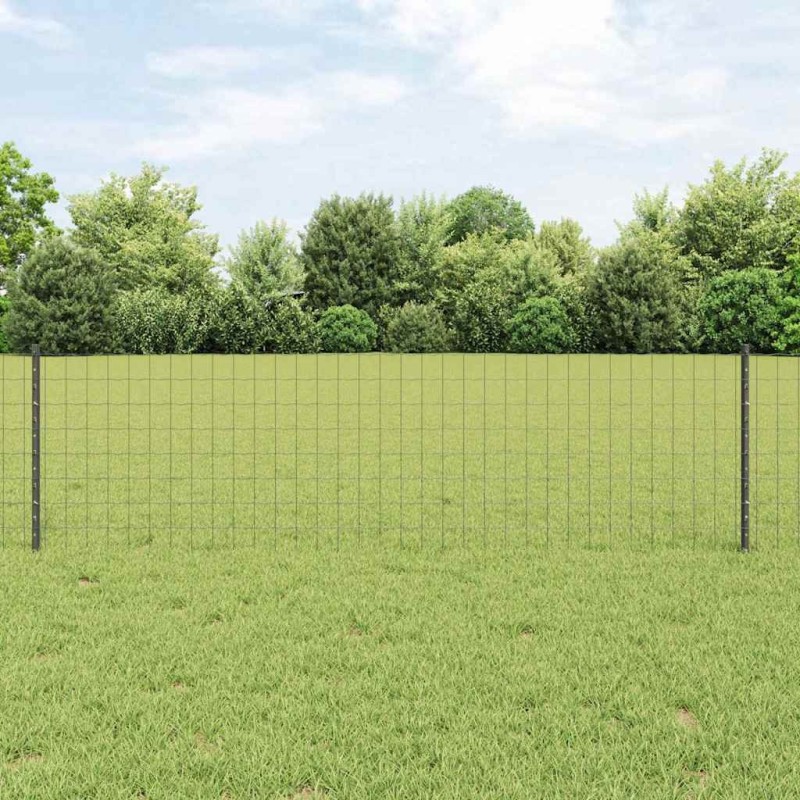 Clôture Euro avec 11 poteaux U Grise 0,6x25 m Acier 