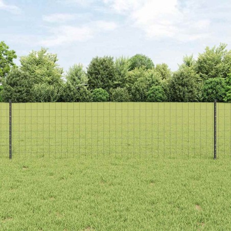 Clôture Euro avec 11 poteaux U Grise 0,6x25 m Acier 