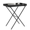 Table à plateau pliable noir 65x40x75 cm résine tressée 