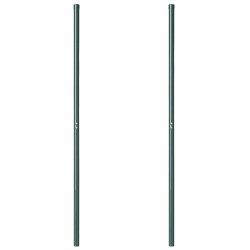 Poteaux de clôture 2 pcs Vert 200 cm Acier peint par poudre 