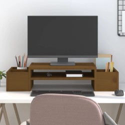 Support de moniteur Marron miel 70x27,5x15cm Bois de pin solide 