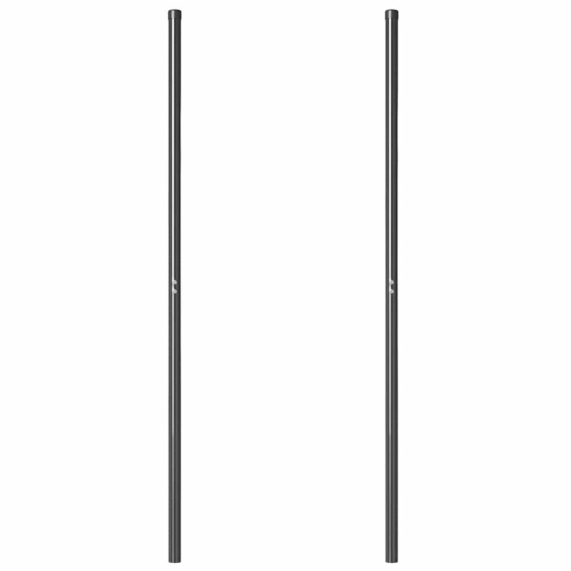 Poteaux de clôture 2 pcs Gris 200 cm Acier peint par poudre 