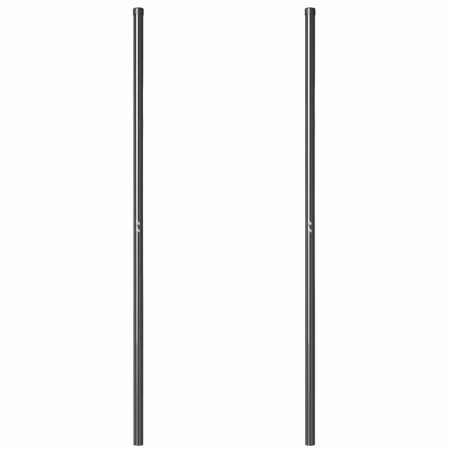 Poteaux de clôture 2 pcs Gris 200 cm Acier peint par poudre 