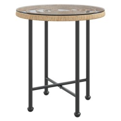 Table de salle à manger Ø50 cm Verre trempé et acier 