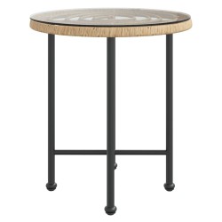 Table de salle à manger Ø50 cm Verre trempé et acier 