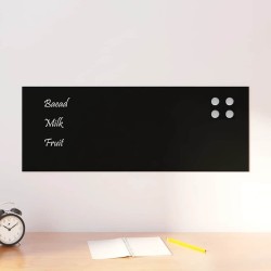 Tableau noir magnétique mural Noir 80x30 cm Verre trempé 