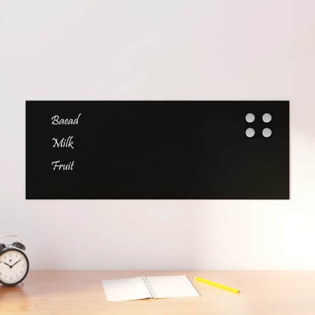 Tableau noir magnétique mural Noir 80x30 cm Verre trempé 