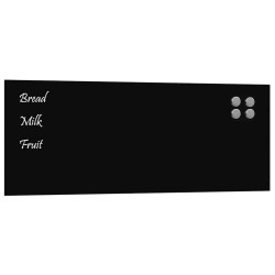 Tableau noir magnétique mural Noir 80x30 cm Verre trempé 