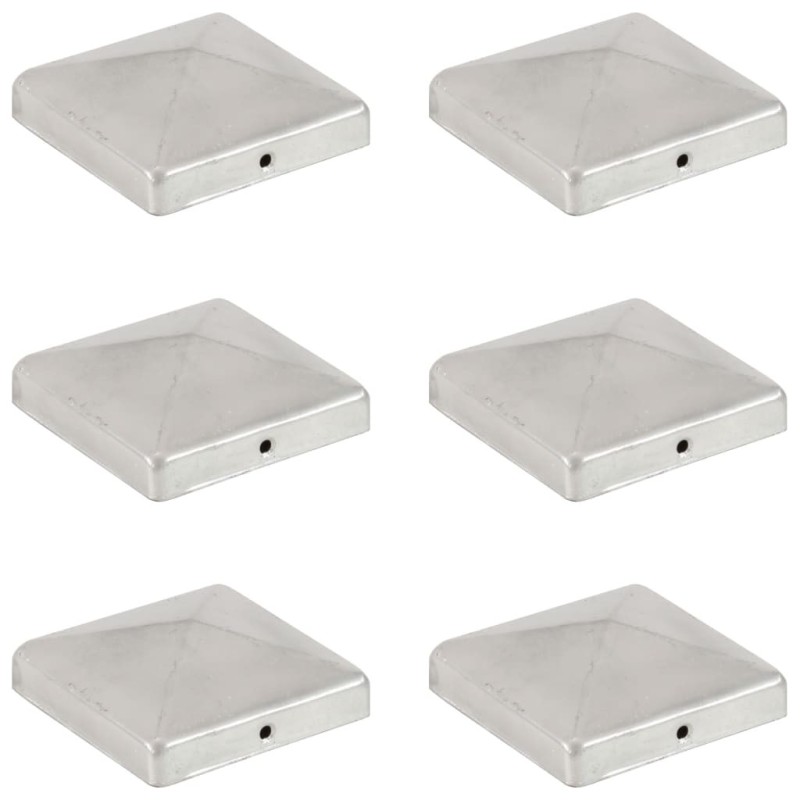 Bouchons de poteau de clôture 6 pcs Métal galvanisé 101x101 mm Bouchons de poteau de clôture 6 pcs Métal galvanisé 101x101 mm