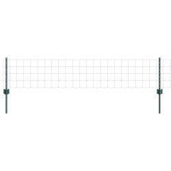 Clôture Euro de avec 5 poteaux en U Vert 0.4x10 m en acier 
