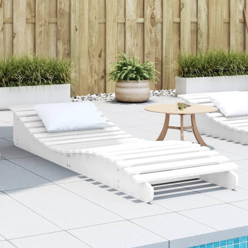 Chaise longue blanc 205x60x31,5 cm bois massif de pin 