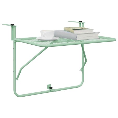 Table suspendue de balcon - Vert menthe, 60x40 cm, acier 