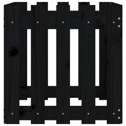Jardinière avec design de clôture noir 50x50x50 cm pin massif 