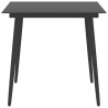 Table à dîner de jardin Noir 80x80x74 cm Acier et verre 
