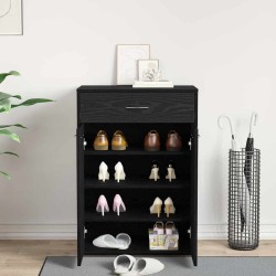 Cabinet à chaussures Noir Chêne 60x35x84 cm en bois d'ingénierie 