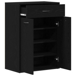 Cabinet à chaussures Noir Chêne 60x35x84 cm en bois d'ingénierie 