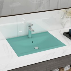 Lavabo avec trou de robinet Vert clair mat 60x46 cm Céramique 