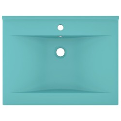 Lavabo avec trou de robinet Vert clair mat 60x46 cm Céramique 