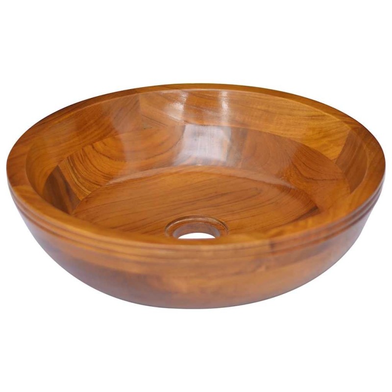 Lavabo Bois de teck massif Φ40x10 cm 