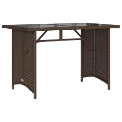 Table de jardin avec dessus en verre marron 110x68x70 cm rotin 