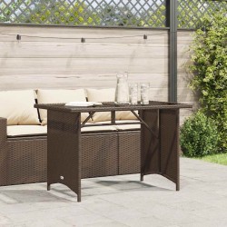 Table de jardin avec dessus en verre marron 110x68x70 cm rotin 