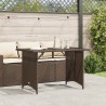 Table de jardin avec dessus en verre marron 110x68x70 cm rotin 