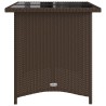 Table de jardin avec dessus en verre marron 110x68x70 cm rotin 