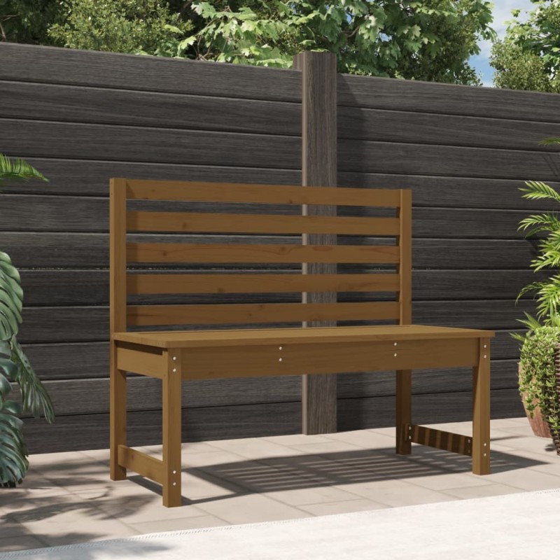 Banc de jardin marron miel 109 cm bois de pin massif 