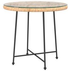 Table de salle à manger Ø80 cm Verre trempé et acier 