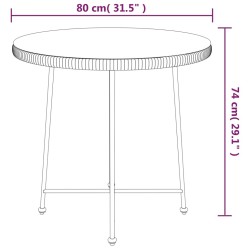 Table de salle à manger Ø80 cm Verre trempé et acier 