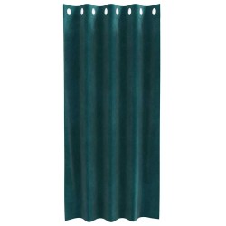 Rideaux Occultants avec Œillets 2 pcs Vert Foncé Velours 