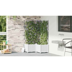 Jardinière de Jardin avec Treillis 3 pcs Blanche 80x80x143 cm 