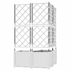Jardinière de Jardin avec Treillis 3 pcs Blanche 80x80x143 cm 