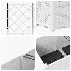 Jardinière de Jardin avec Treillis 3 pcs Blanche 80x80x143 cm 