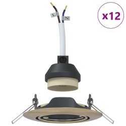 Spots encastrés 12 pcs Ronds GU10 Laiton Ø90 mm Acier 