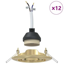 Spots Encastrés 12 pcs Ronds GU10 Or Ø90 mm Acier 