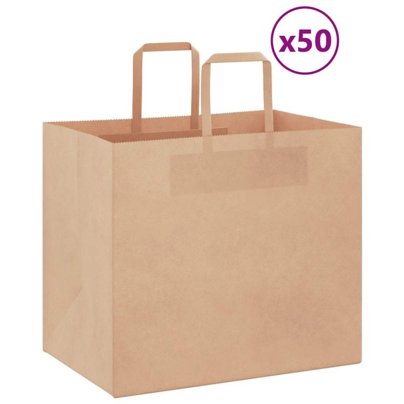 Sacs en papier 50 pcs avec poignées marron 32x22x28 cm 