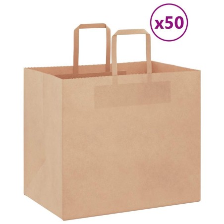 Sacs en papier 50 pcs avec poignées marron 32x22x28 cm 