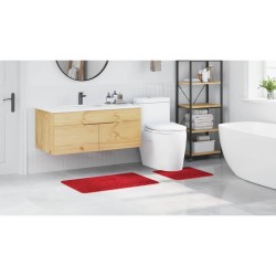 Set de 2 Tapis de Bain Rouge en Polypropylène Antidérapants 