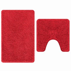 Set de 2 Tapis de Bain Rouge en Polypropylène Antidérapants 