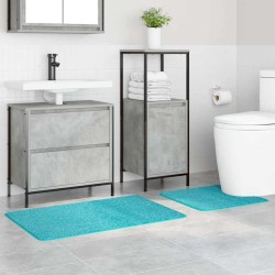 Set de 2 Tapis de Bain Turquoise en Polypropylène Antidérapant 