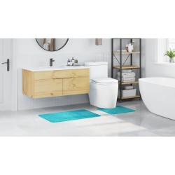 Set de 2 Tapis de Bain Turquoise en Polypropylène Antidérapant 