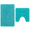 Set de 2 Tapis de Bain Turquoise en Polypropylène Antidérapant 